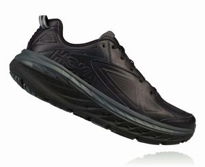 Hoka One One Men's Bondi Leather Wide Road Running Shoes Black Best Price [EUPYV-0894]